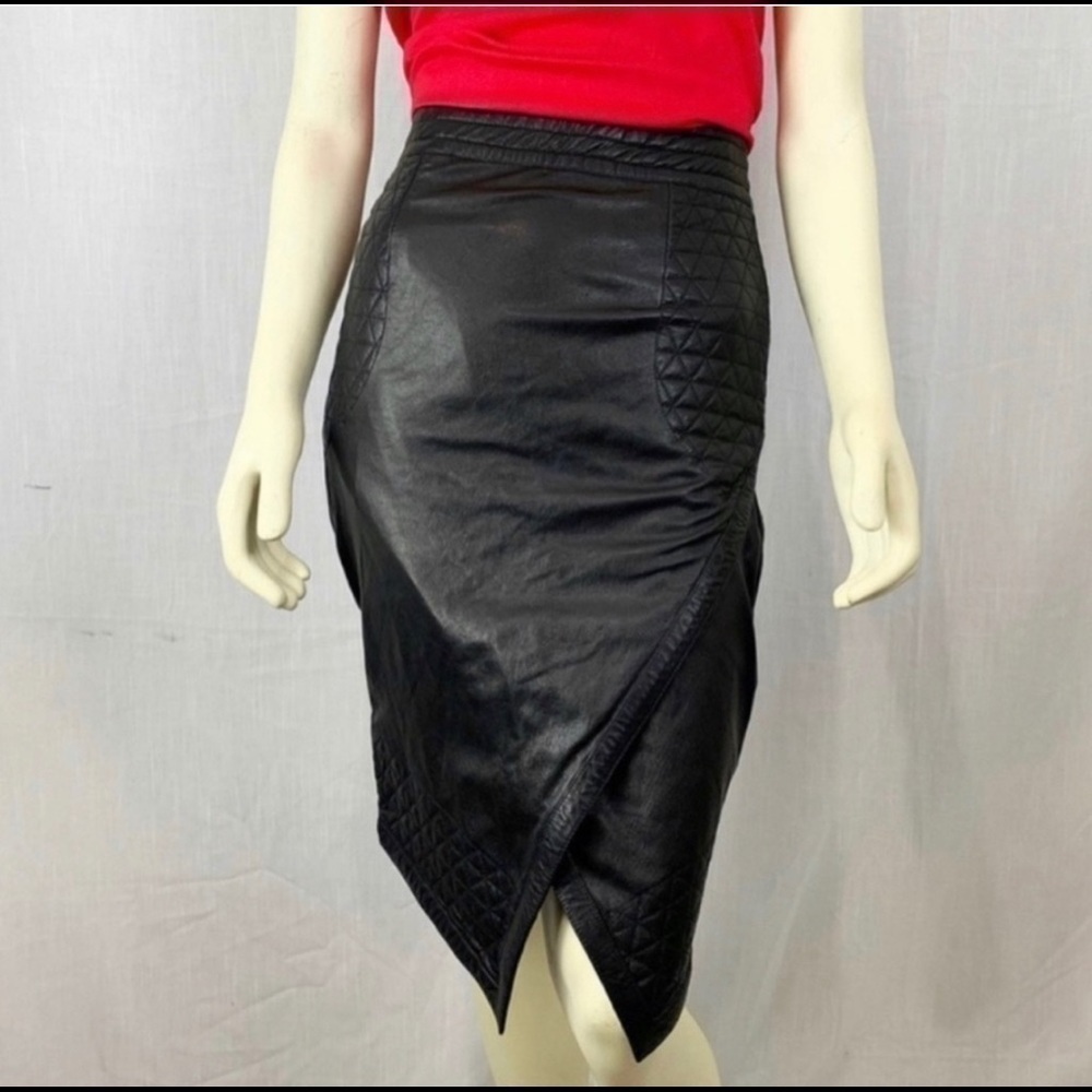 Skingraft black leather fitted pencil skirt size S